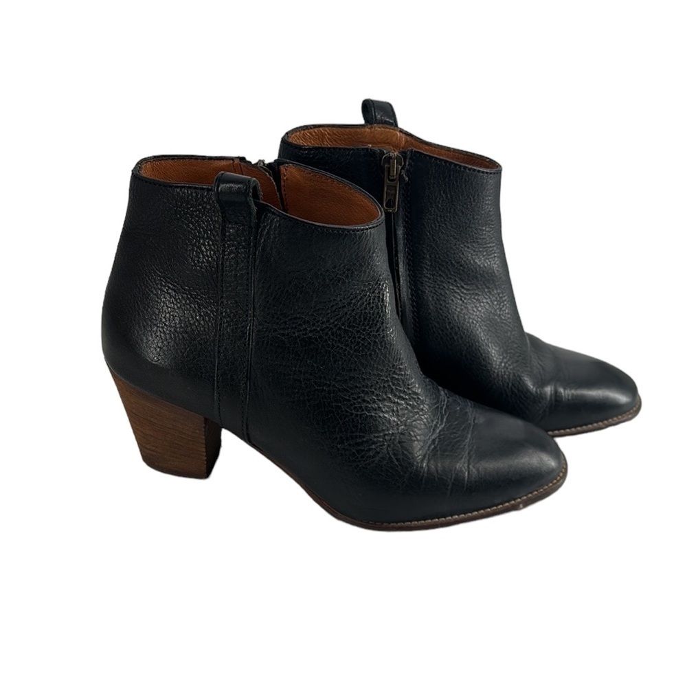 Madewell The Billie Boot black bootie Italian leather stacked heel sz 7 - Picture 3 of 12